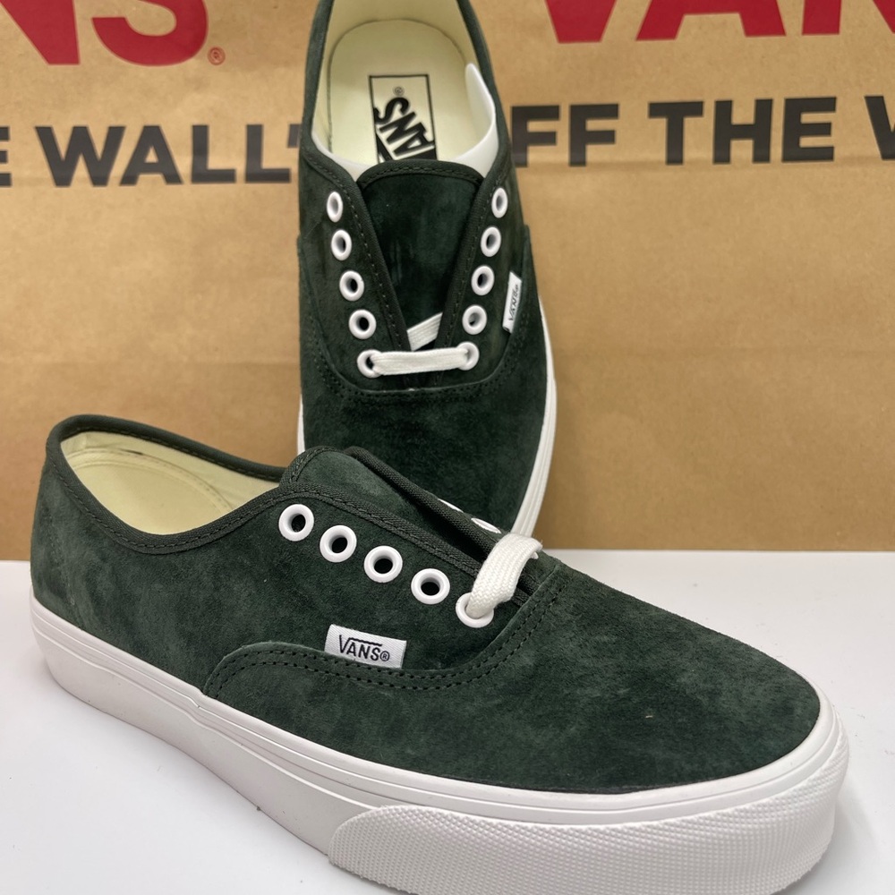 Vans Men’s Dark Green Suede Authentic Pig Suede Dried Kelp VN000D7YEMU Sneakers - Picture 7 of 16